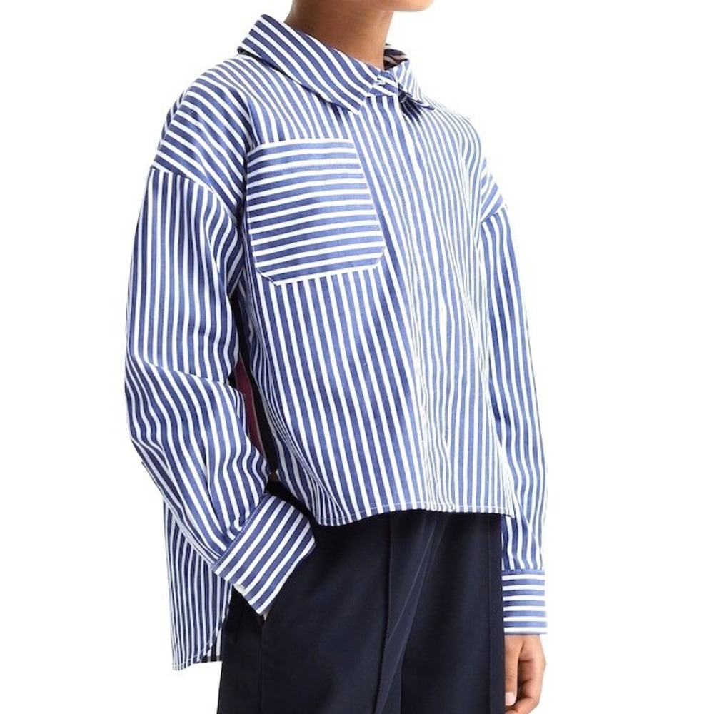 Reiss Danica Striped Cotton Shirt Blue Kids‎ Button Down High Low Size 9-10Y